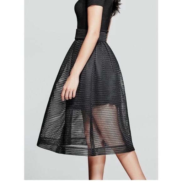 Guess Marciano Black Sheer flare full A-line skirt size 10 - Picture 6 of 7